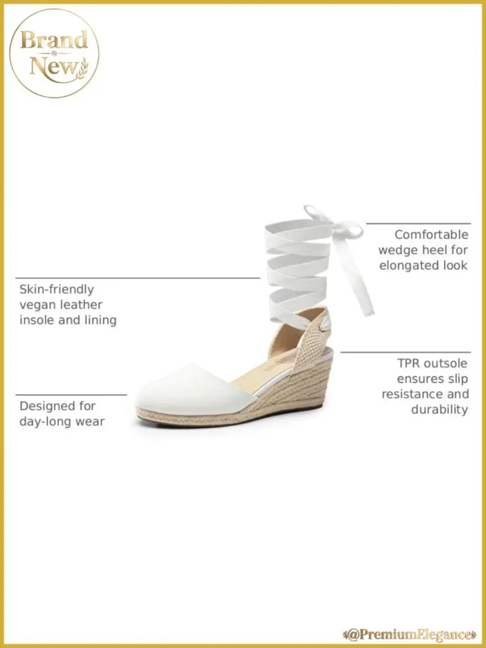 Espadrille Platform Wedge Sandals Vegan Leather Women's Summer
